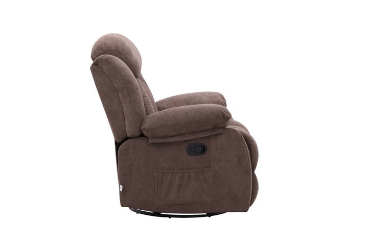 Lena Brown Swivel Recliner with Glider Recliners| Roots Furniture