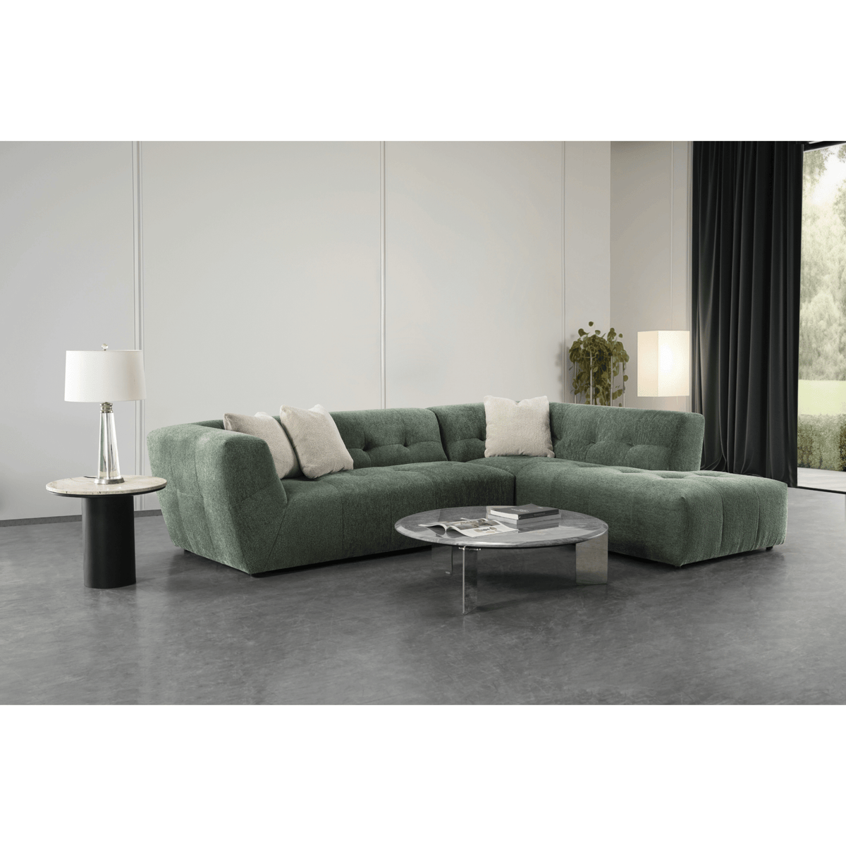 Leo Green Right Arm Facing Chaise Sectionals| Roots Furniture