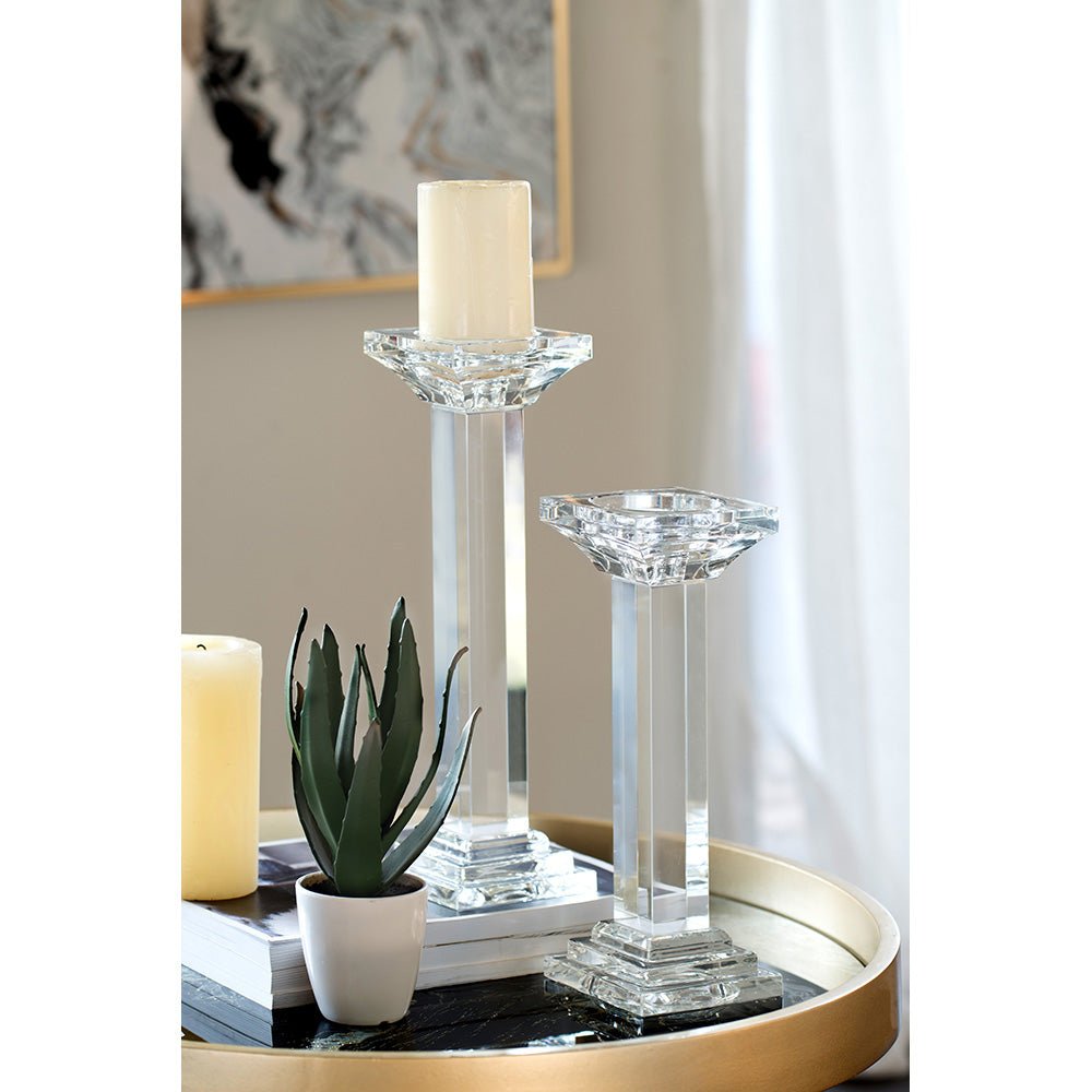 Leon Crystal Pillar Candle Holder, Medium Candle Holders| Roots Furniture
