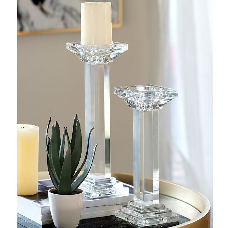 Leon Crystal Pillar Candle Holder, Tall Candle Holders| Roots Furniture