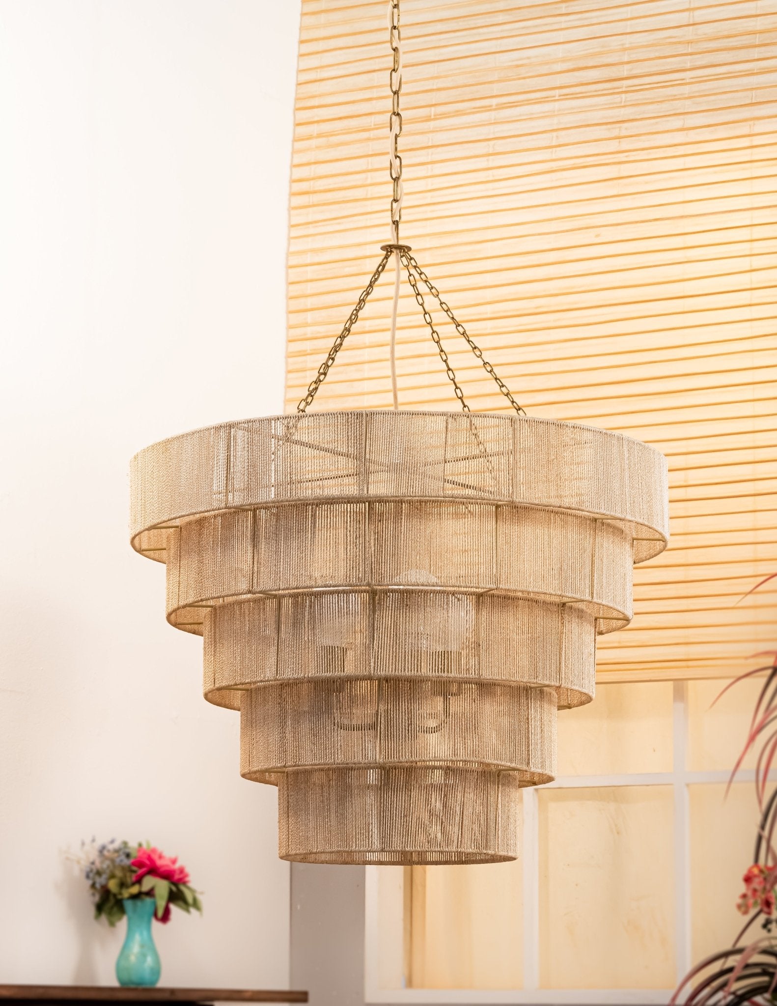 Leyte - 5-TIER WOVEN PENDANTS chandeliers| Roots Furniture