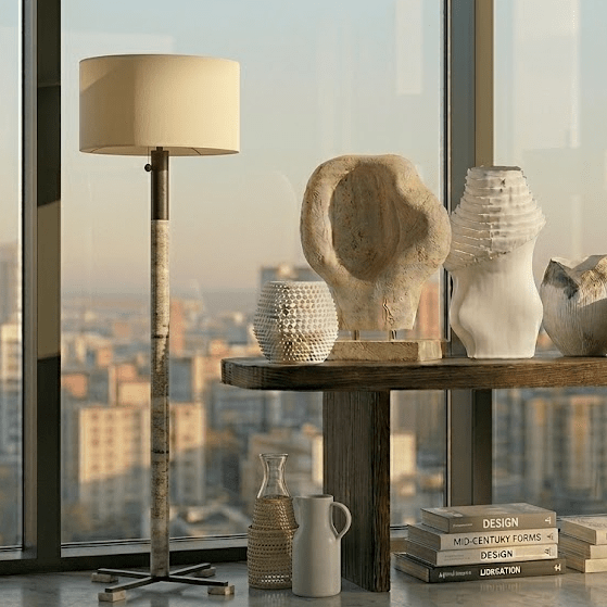 Library Floor Lamp - Gray Stone Floor lamps| Uttermost