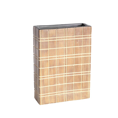 LIGHT BROWN GRID VASE 10" - Al Rugaib Furniture