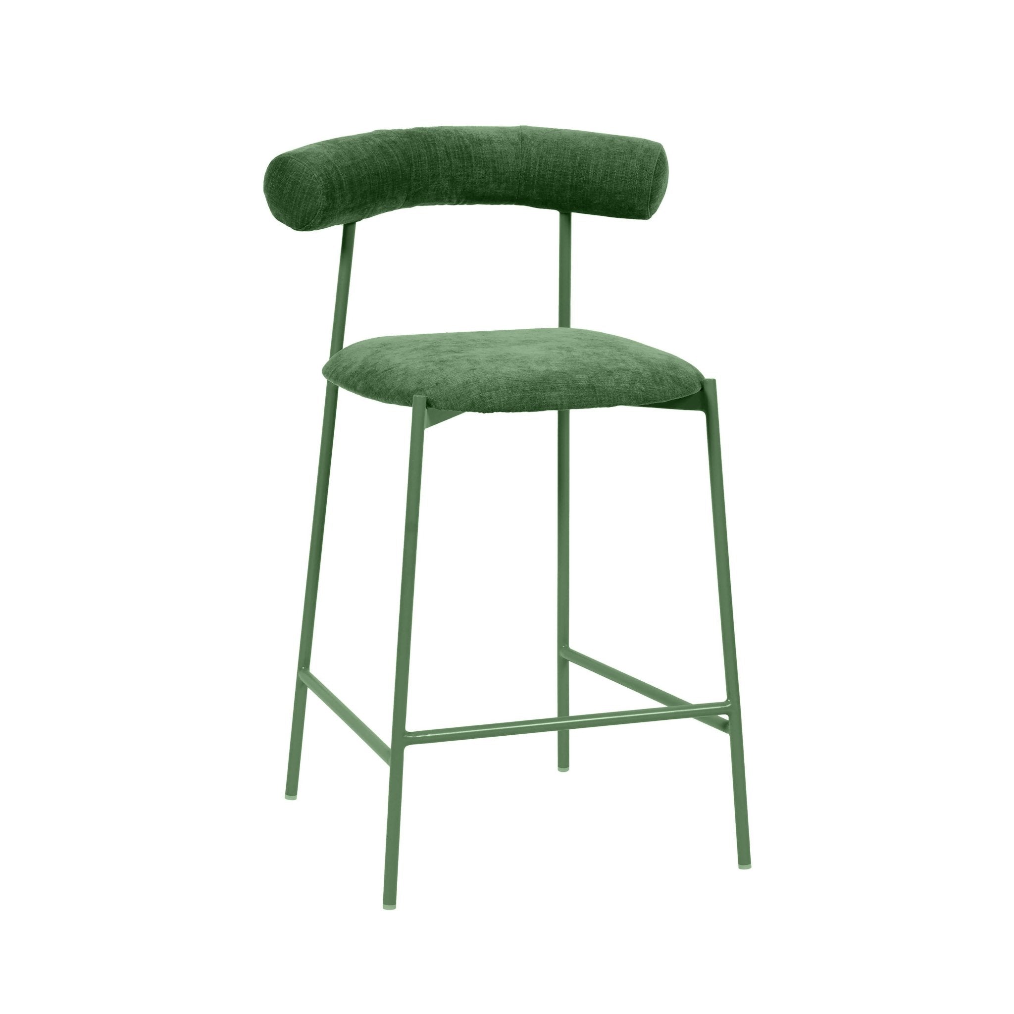 Liliana Forest Green Performance Velvet Counter Stool Stools| TOV