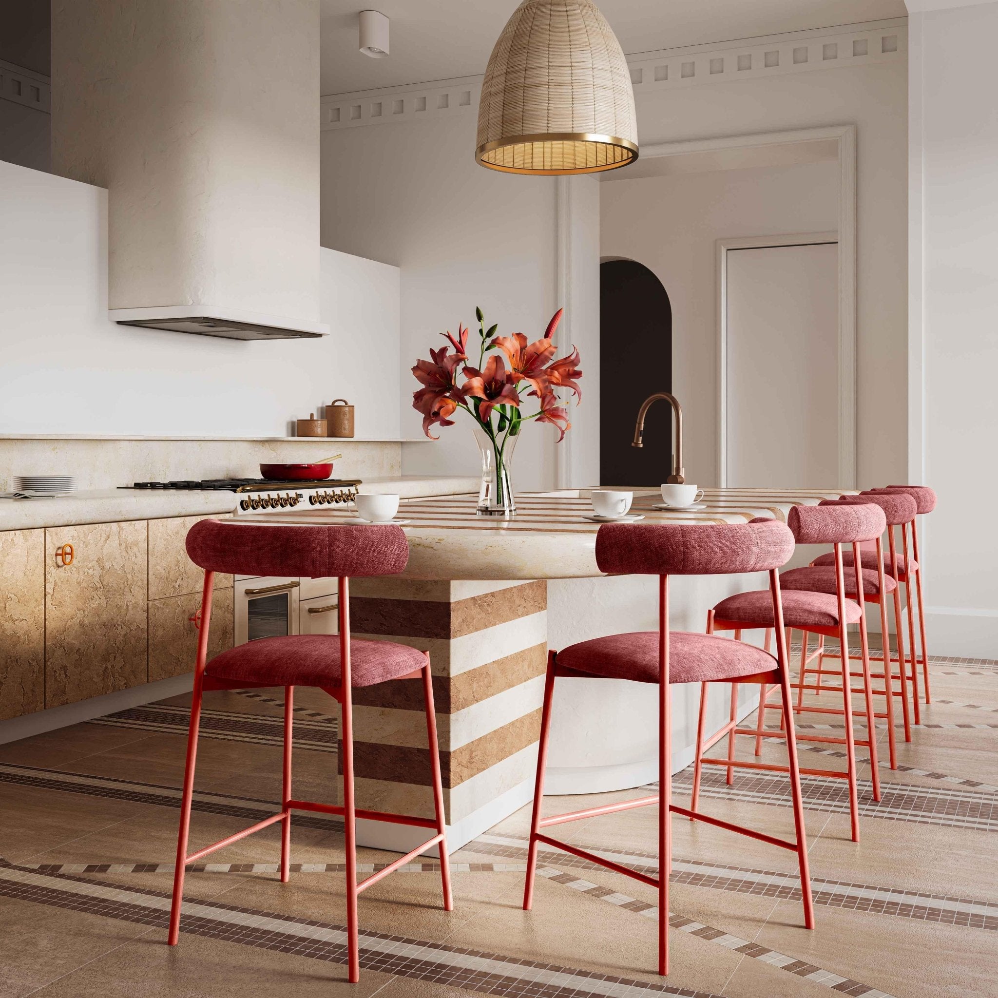 Liliana Mauve Performance Velvet Bar Stool Stools| TOV