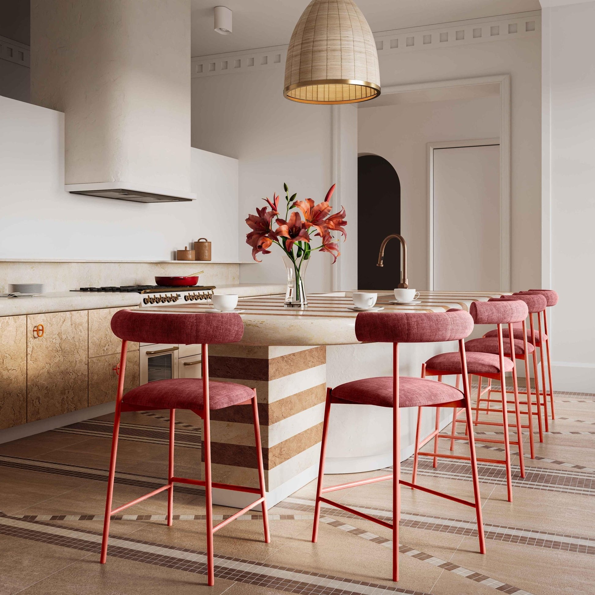 Liliana Mauve Performance Velvet Counter Stool Stools| TOV