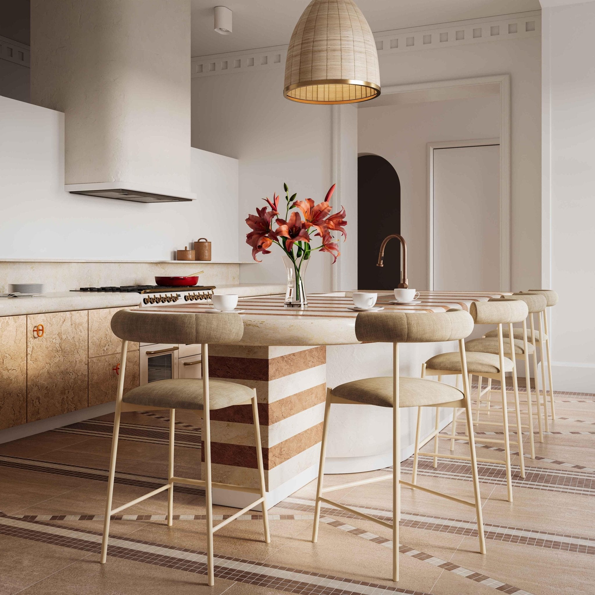 Liliana Taupe Performance Velvet Bar Stool Stools| TOV