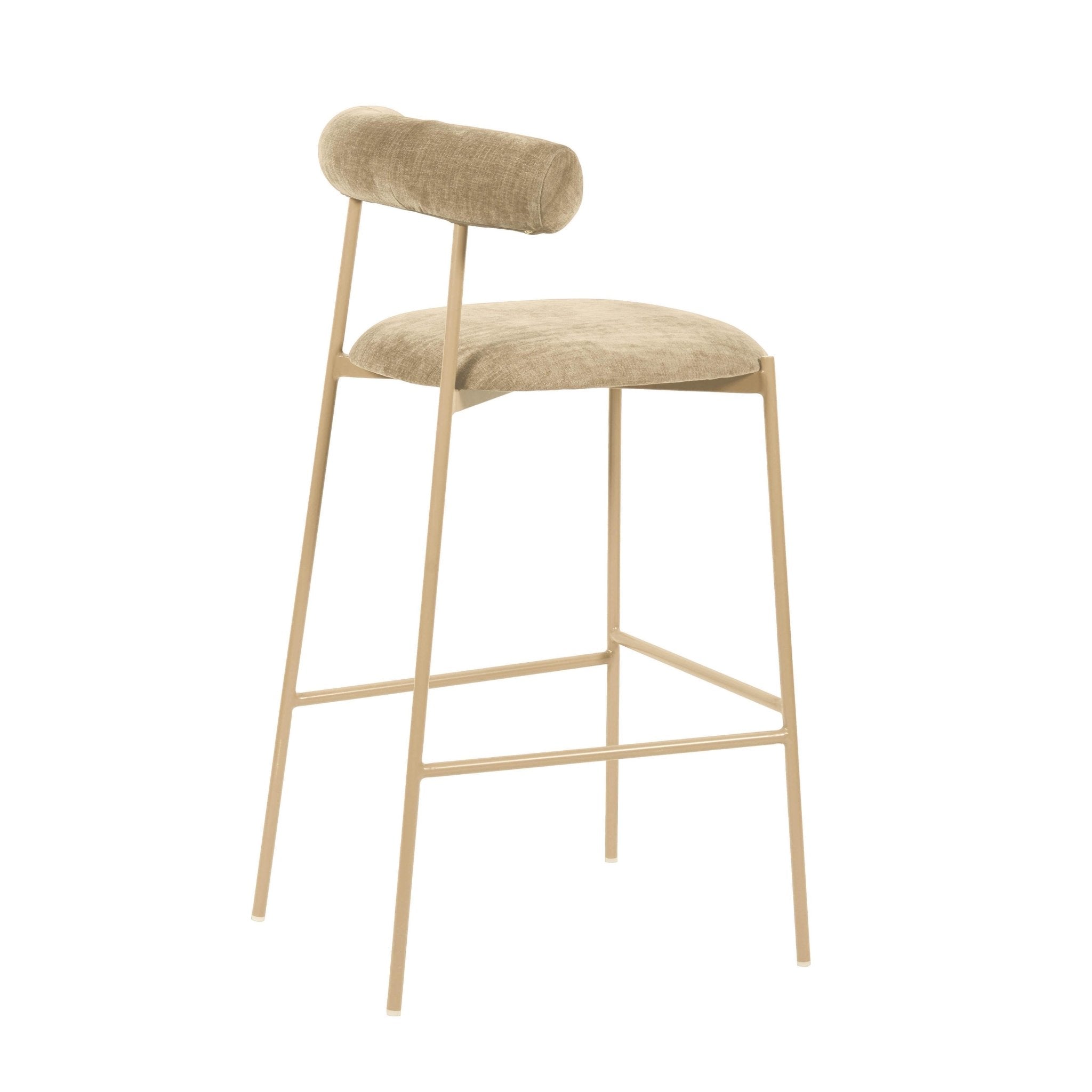 Liliana Taupe Performance Velvet Bar Stool Stools| TOV