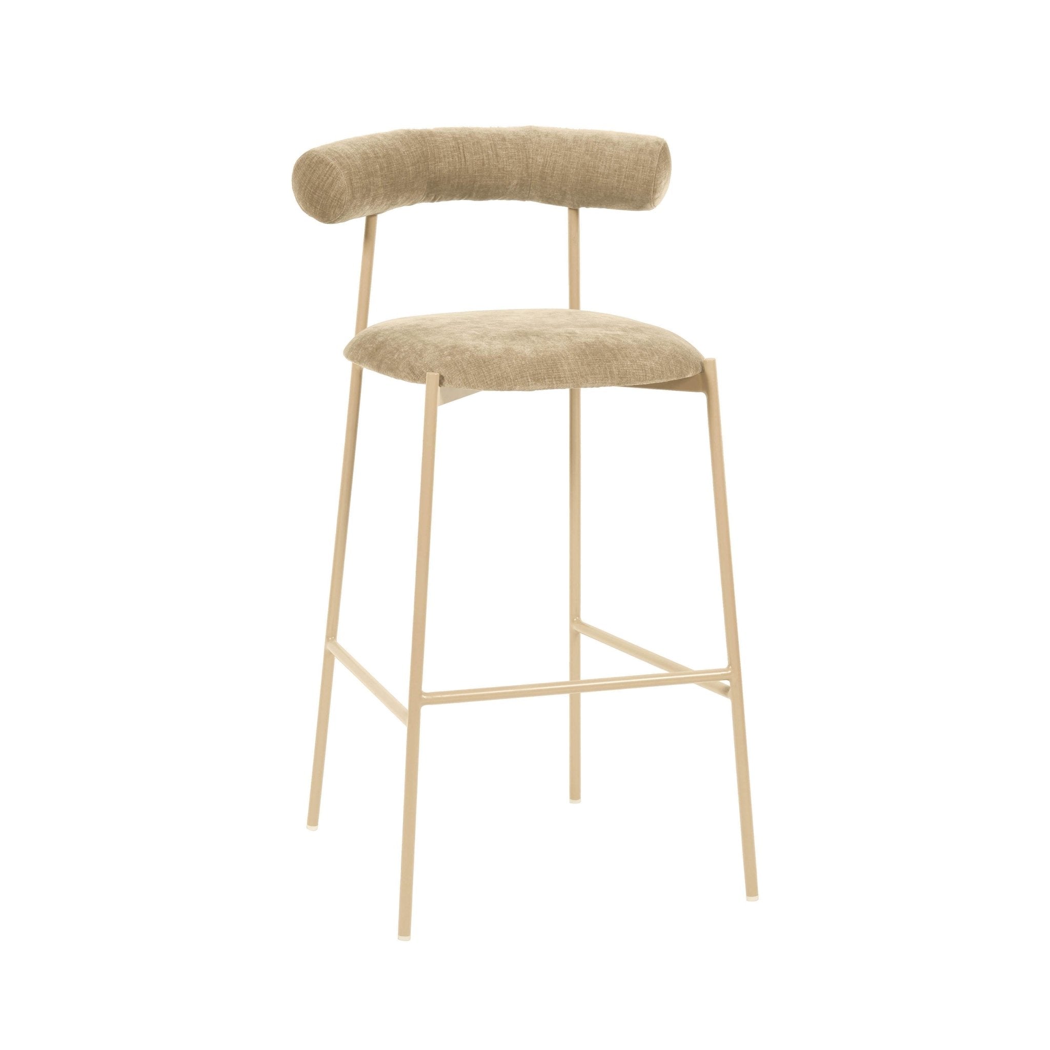 Liliana Taupe Performance Velvet Bar Stool Stools| TOV