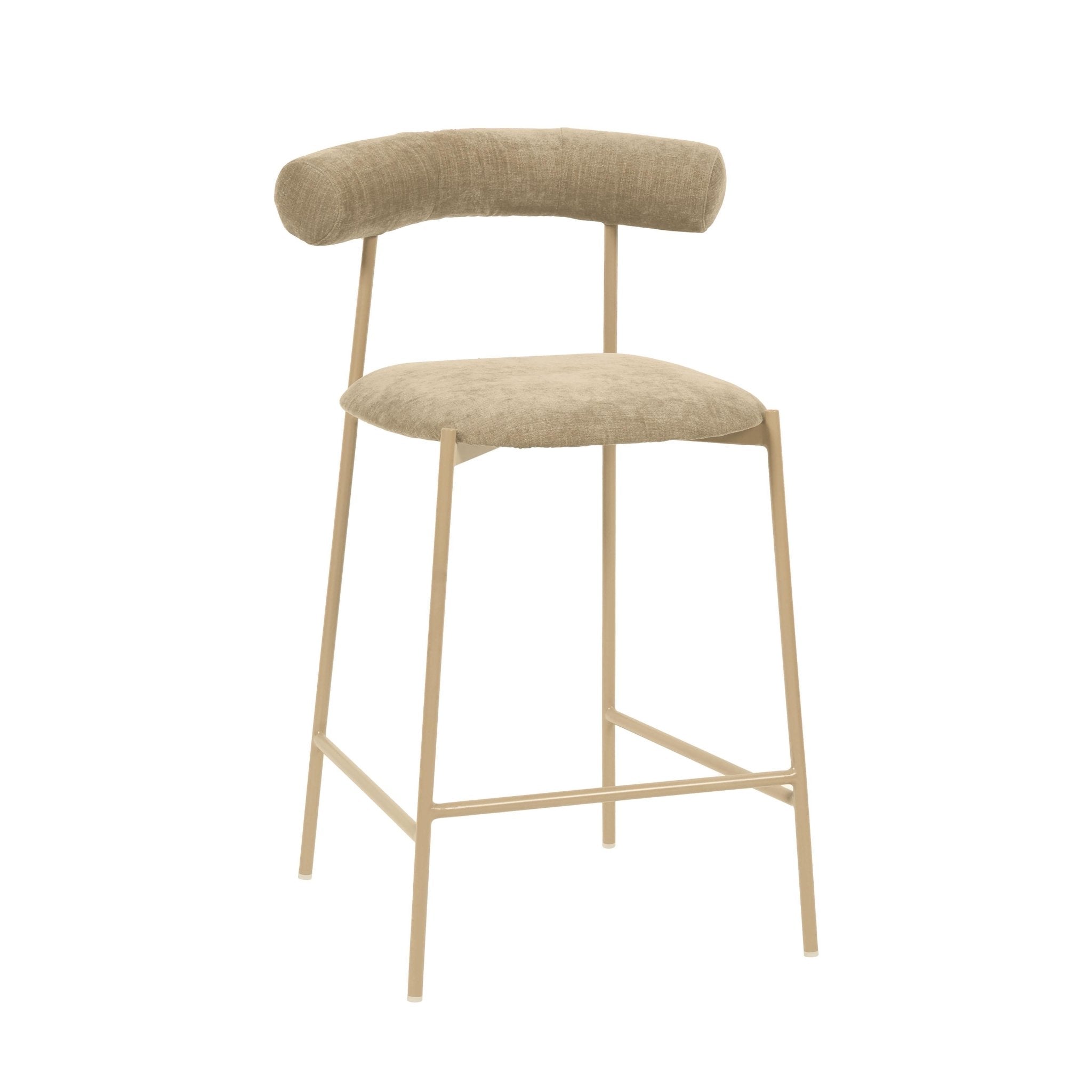 Liliana Taupe Performance Velvet Counter Stool Stools| TOV