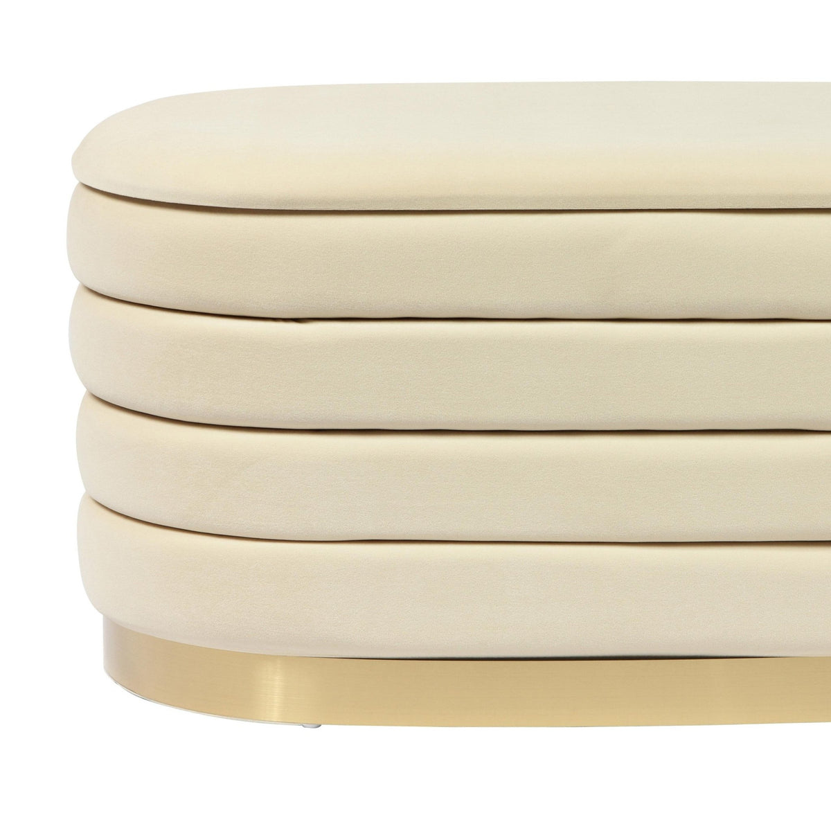 Lillian Cream Velvet Storage Bench Benches| TOV