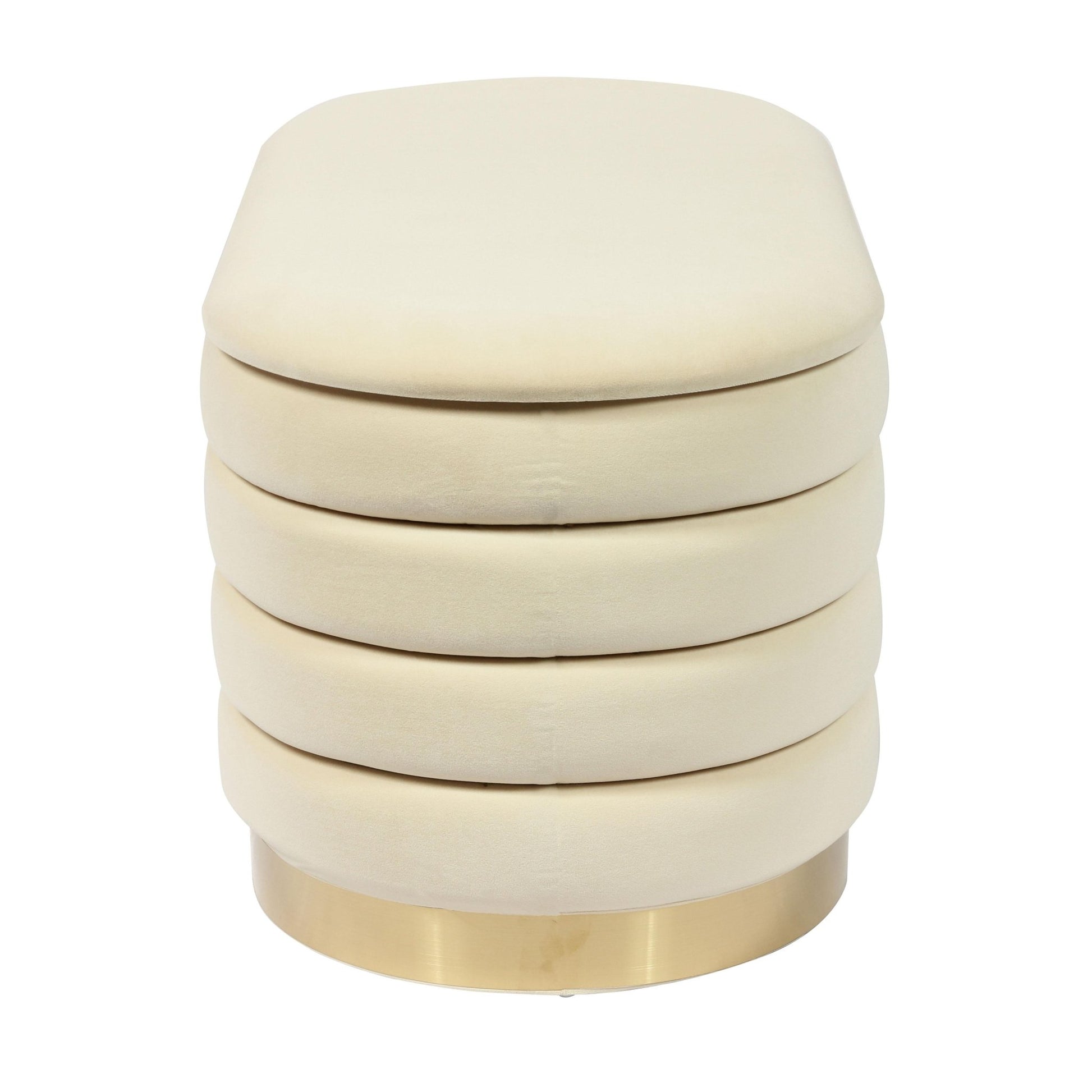Lillian Cream Velvet Storage Bench Benches| TOV
