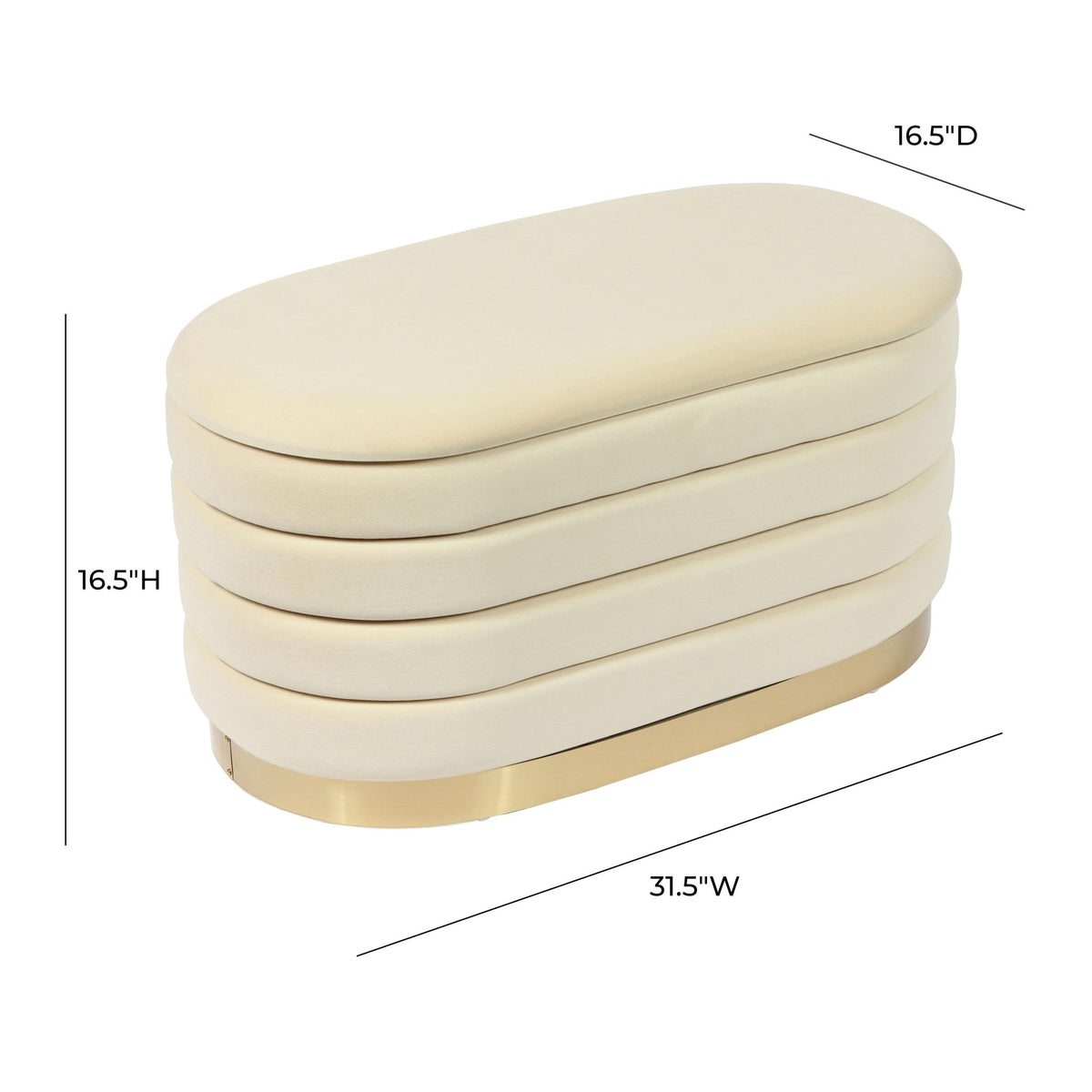 Lillian Cream Velvet Storage Bench Benches| TOV