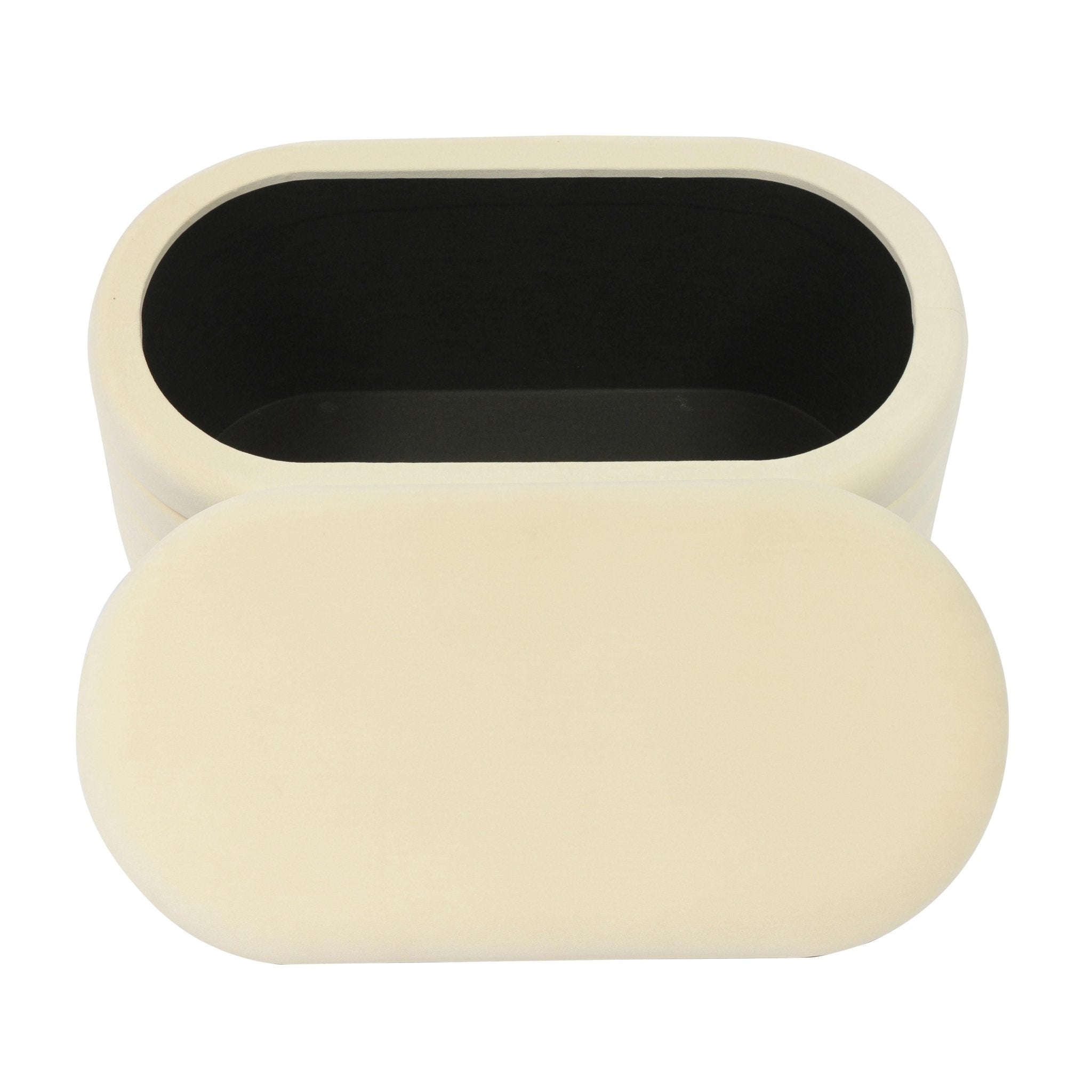 Lillian Cream Velvet Storage Bench Benches| TOV
