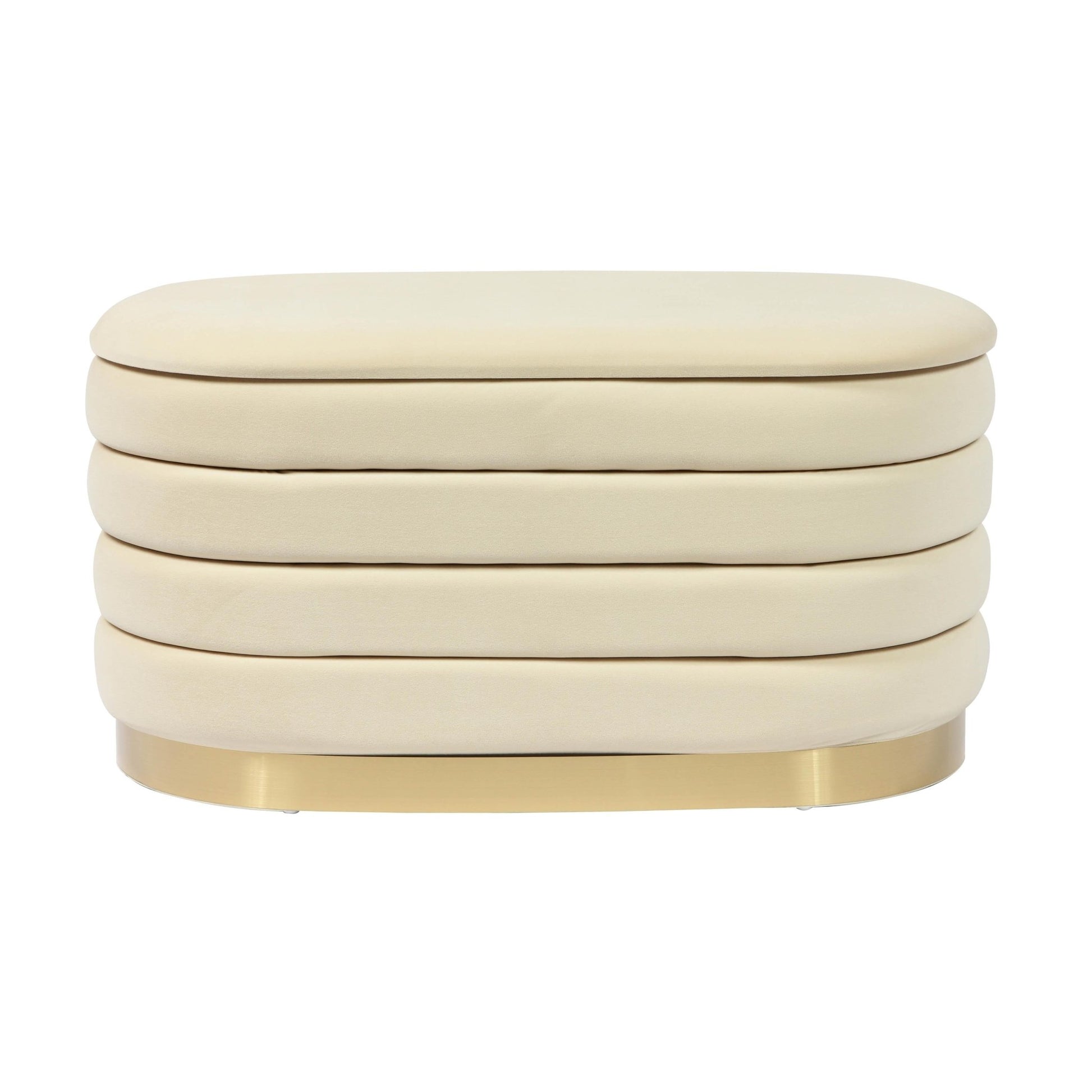 Lillian Cream Velvet Storage Bench Benches| TOV