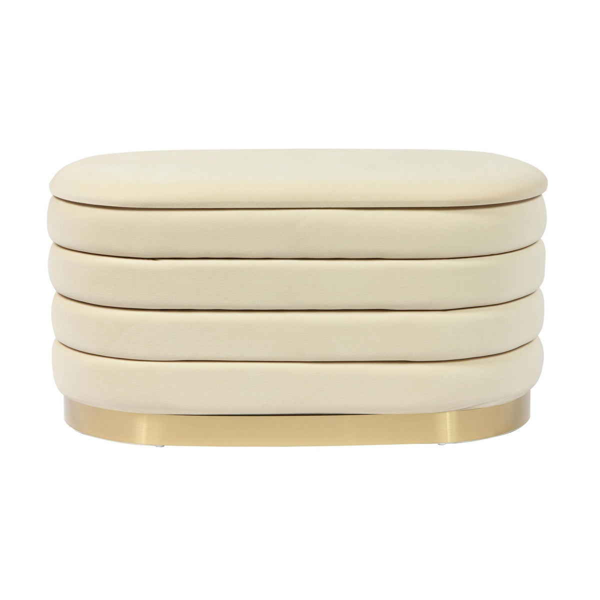 Lillian Cream Velvet Storage Bench Benches| TOV