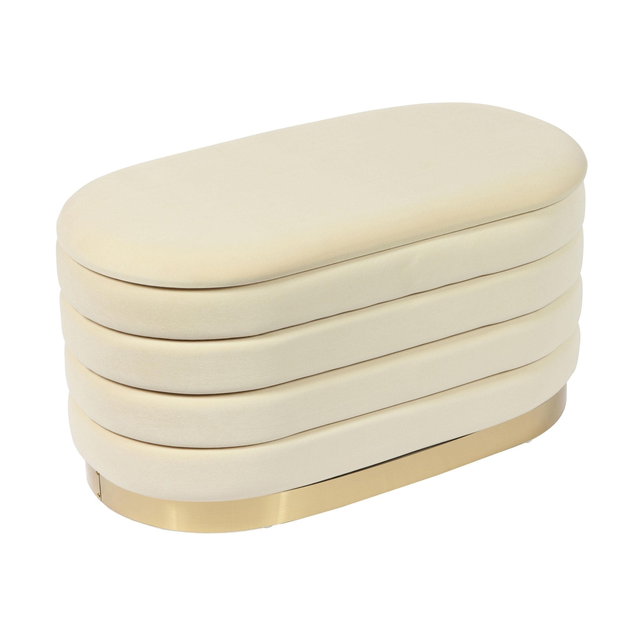 Lillian Cream Velvet Storage Bench Benches| TOV