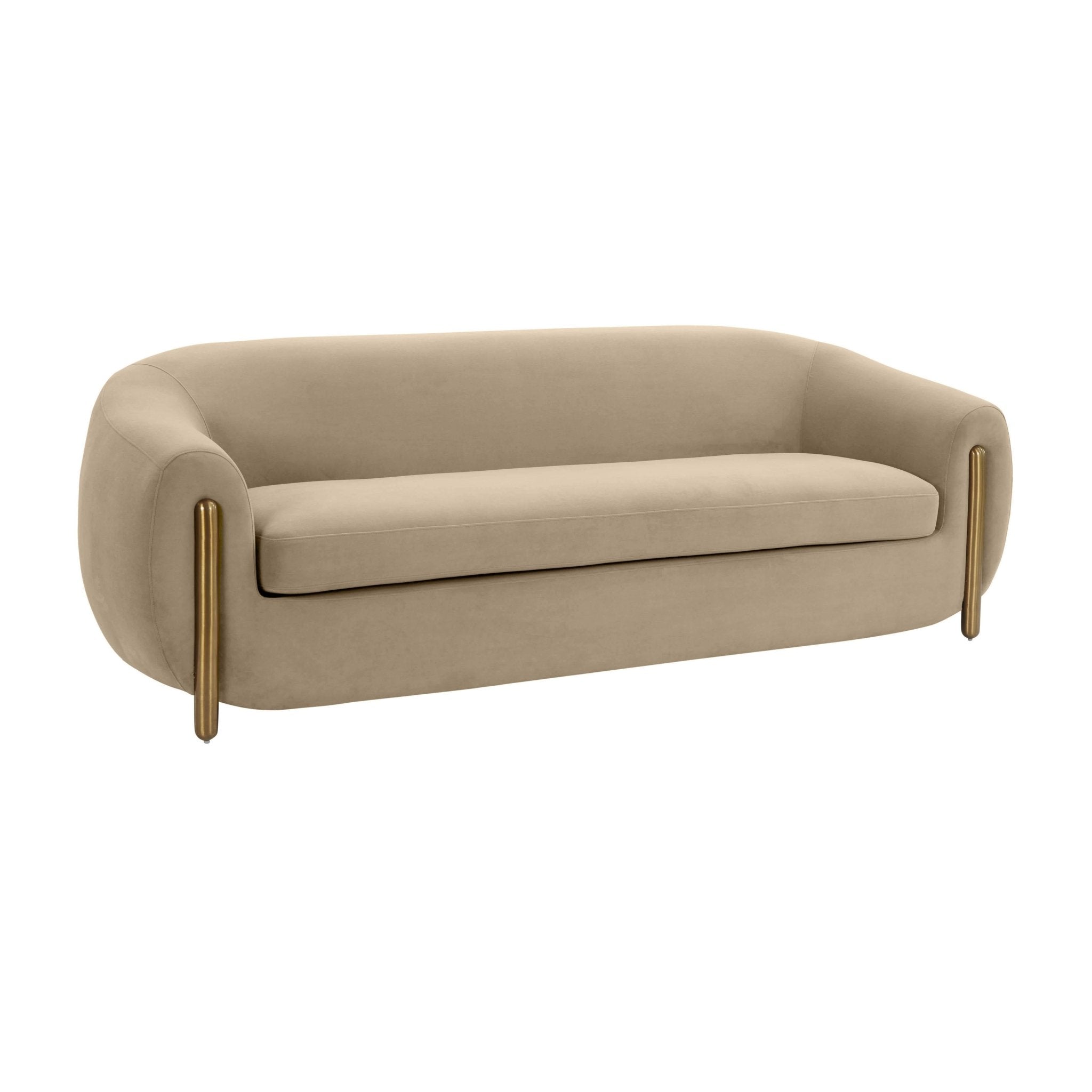 Lina Cafe Au Lait Brown Velvet Sofa Sofas & Loveseats| TOV