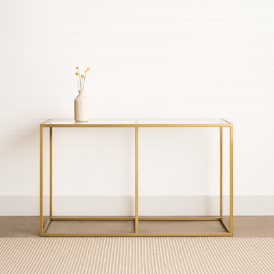 Line Rectangular Gold Console Table Glass - Al Rugaib Furniture