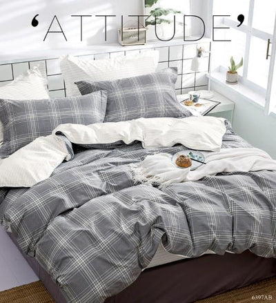 Lined Pattern Grey Bedding Set - KING - Al Rugaib Furniture