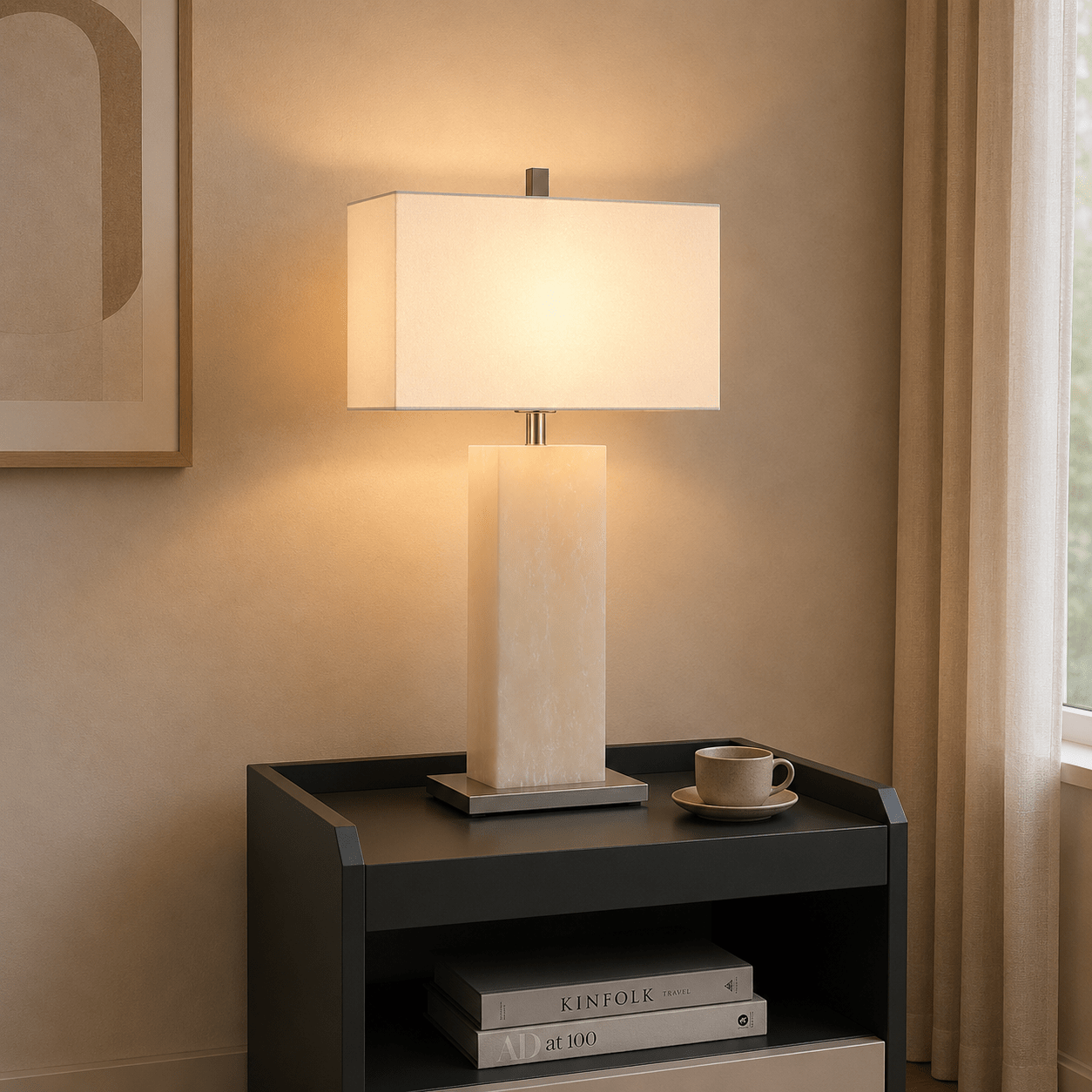 Luma Stone Alabaster Cream Table Lamp Table Lamps| Roots Furniture