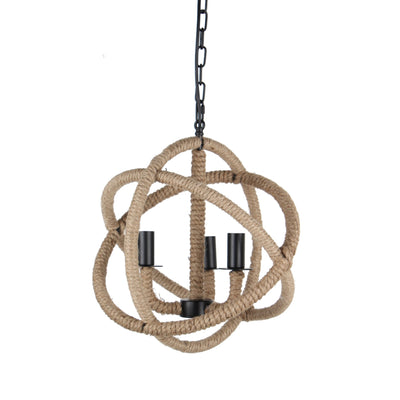 LINEN ROPE ARMILARY 3 LIGHT CHANDELIER - Al Rugaib Furniture