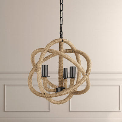 LINEN ROPE ARMILARY 3 LIGHT CHANDELIER - Al Rugaib Furniture