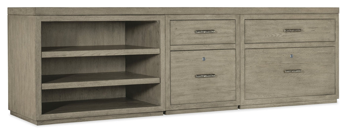Linville Falls 96" Credenza with File, Lateral File and Open Desk Cabinet TV Units| Hooker