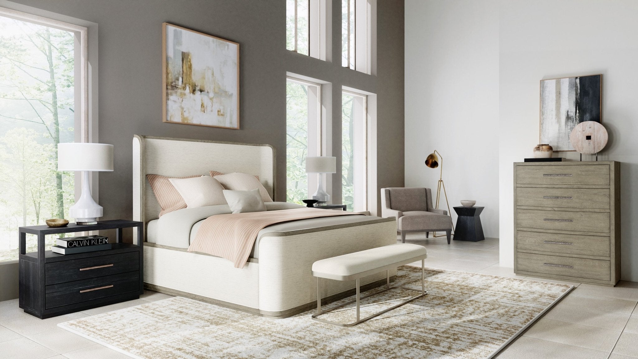 Linville Falls Boones Cal King Upholstered Shelter Bed Beds| Hooker