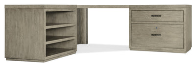 Linville Falls Corner Desk with Lateral File and Open Desk Cabinet - Al Rugaib Furniture