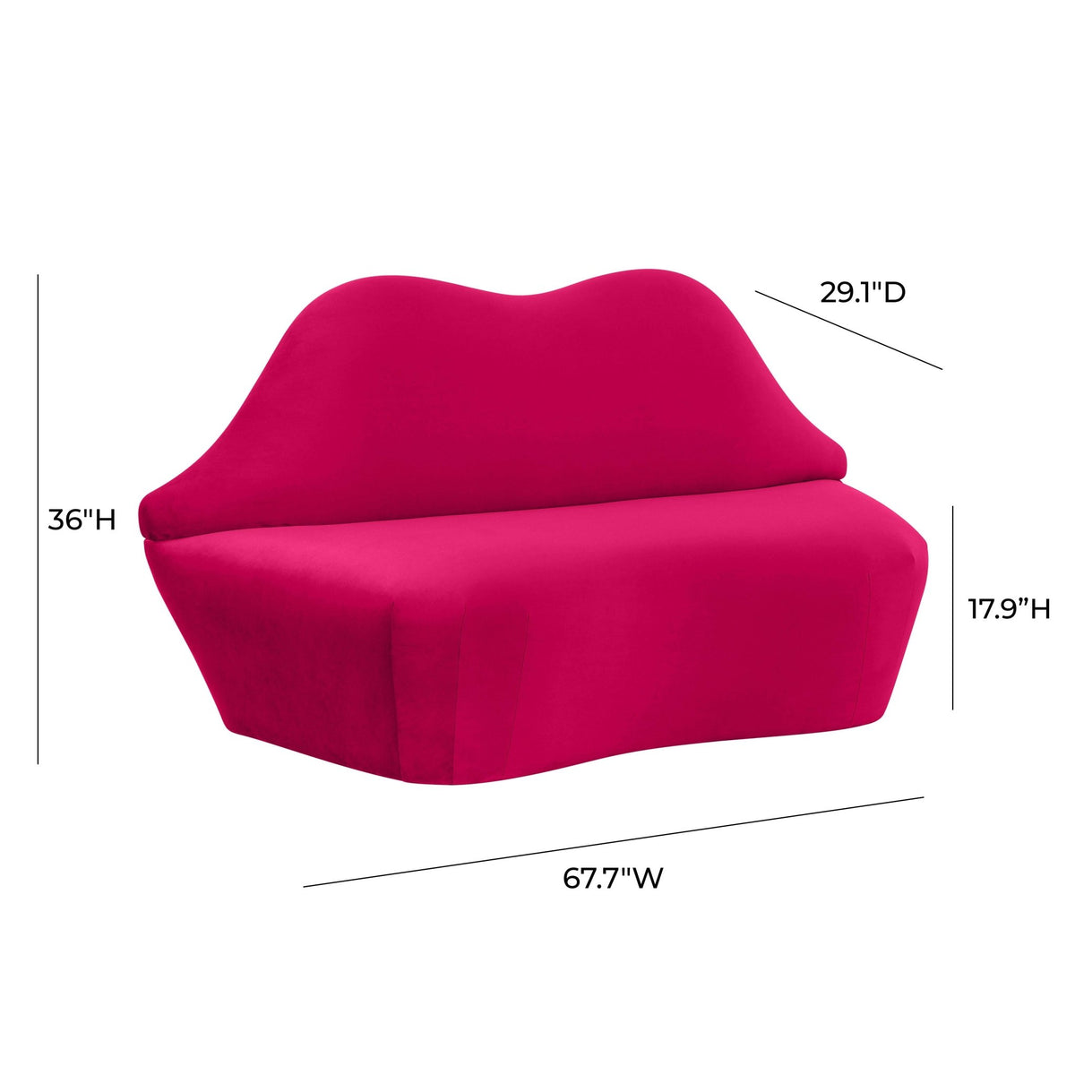 Lips Pink Velvet Settee Sofas & Loveseats| TOV
