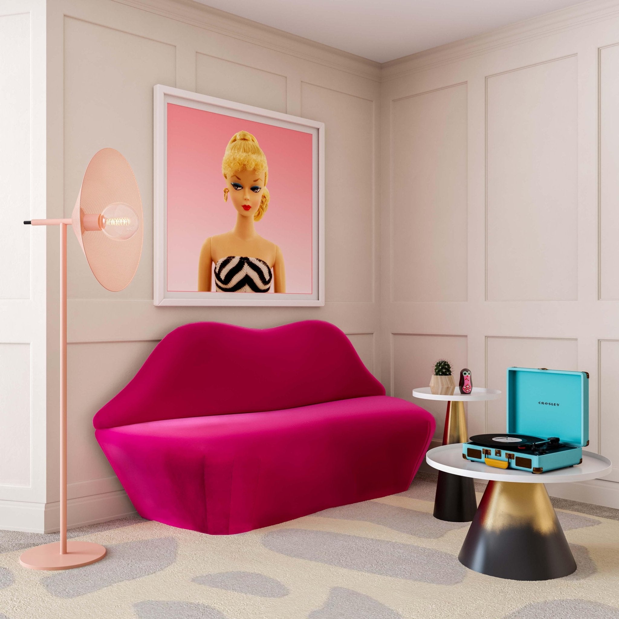 Lips Pink Velvet Settee Sofas & Loveseats| TOV