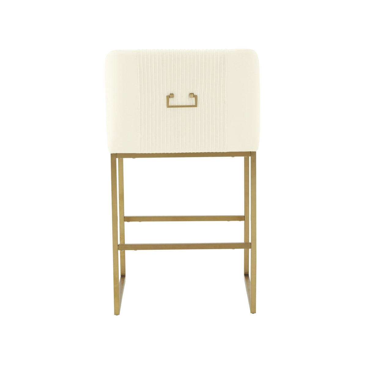 Lisa Cream Pleated Velvet Counter Stool Stools| TOV