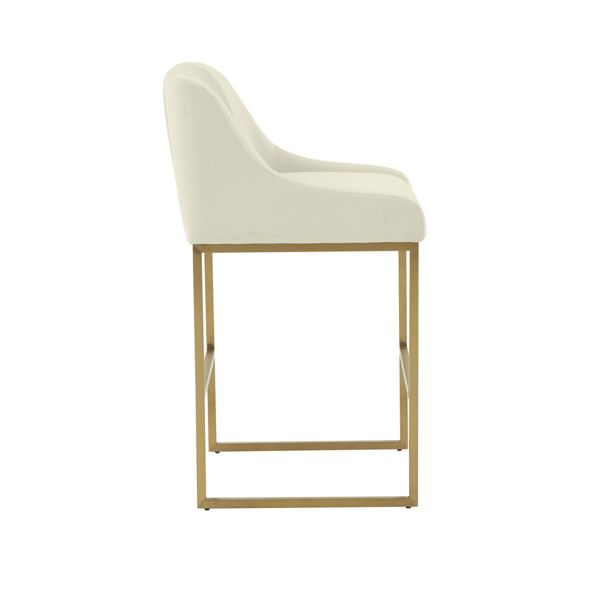 Lisa Cream Pleated Velvet Counter Stool Stools| TOV