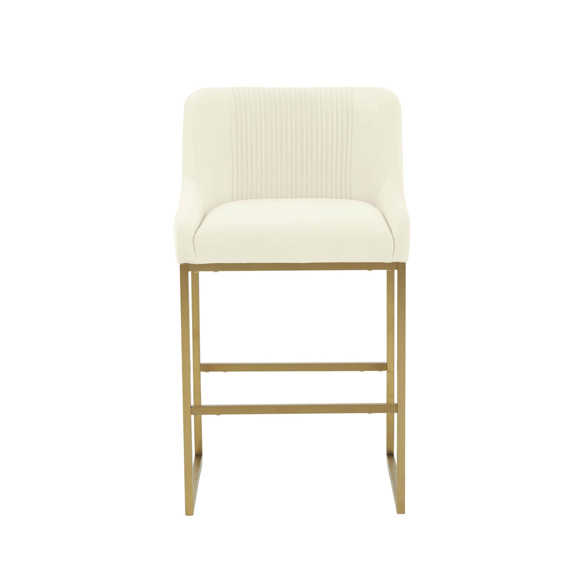 Lisa Cream Pleated Velvet Counter Stool Stools| TOV