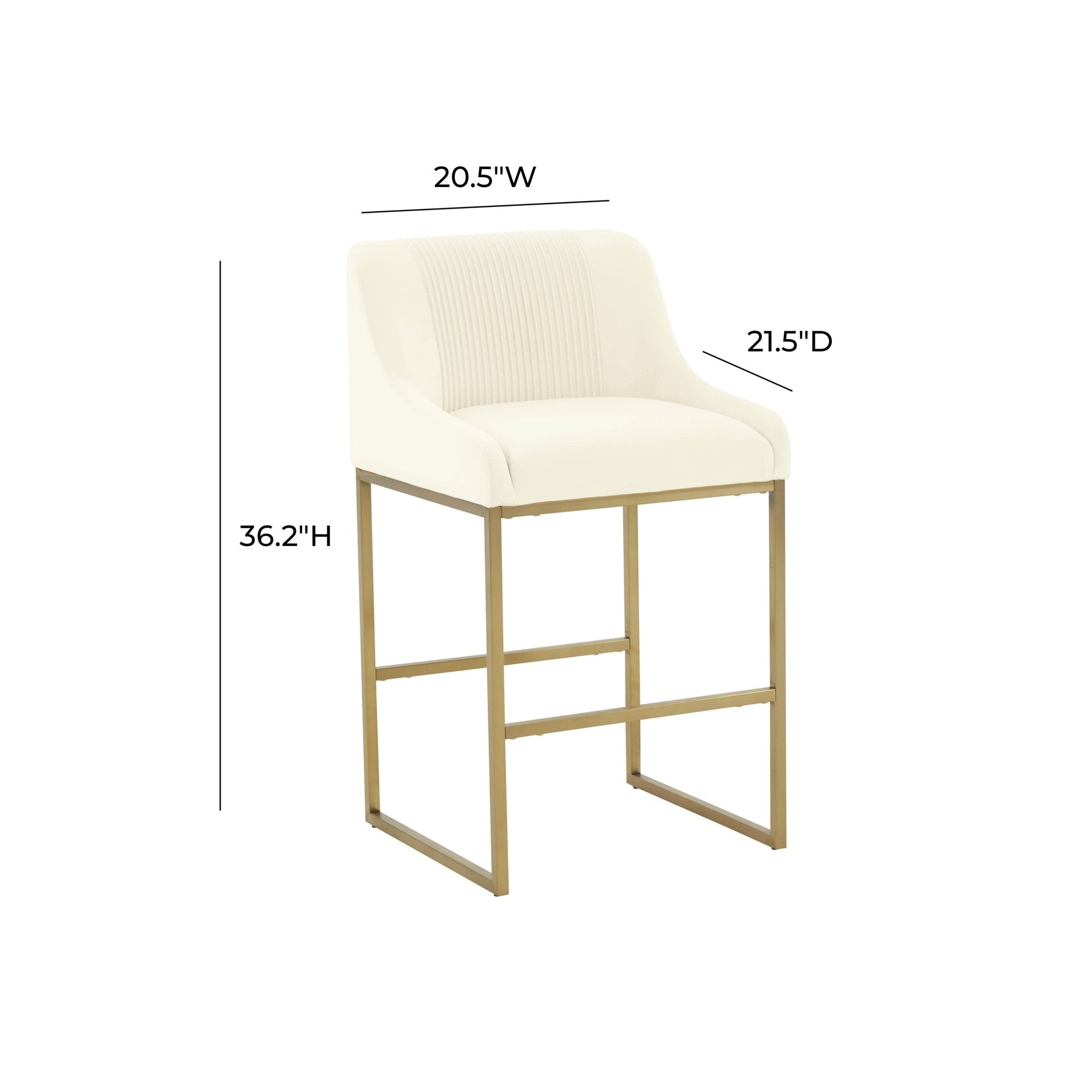 Lisa Cream Pleated Velvet Counter Stool Stools| TOV