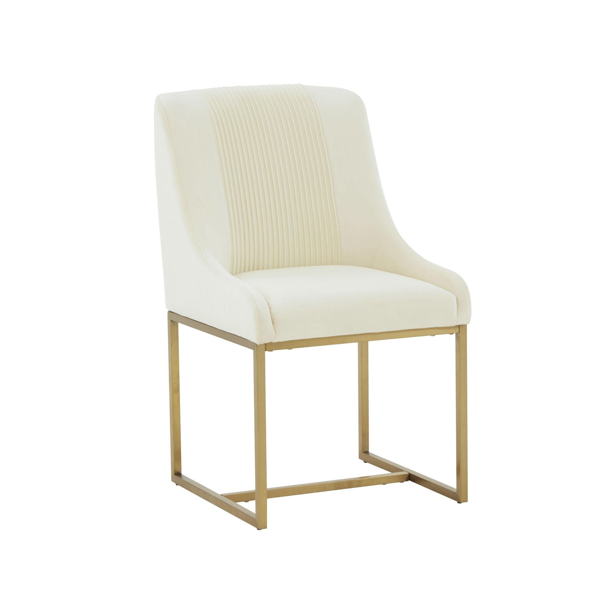 Lisa Cream Pleated Velvet Dining Chair Dining Chairs| TOV