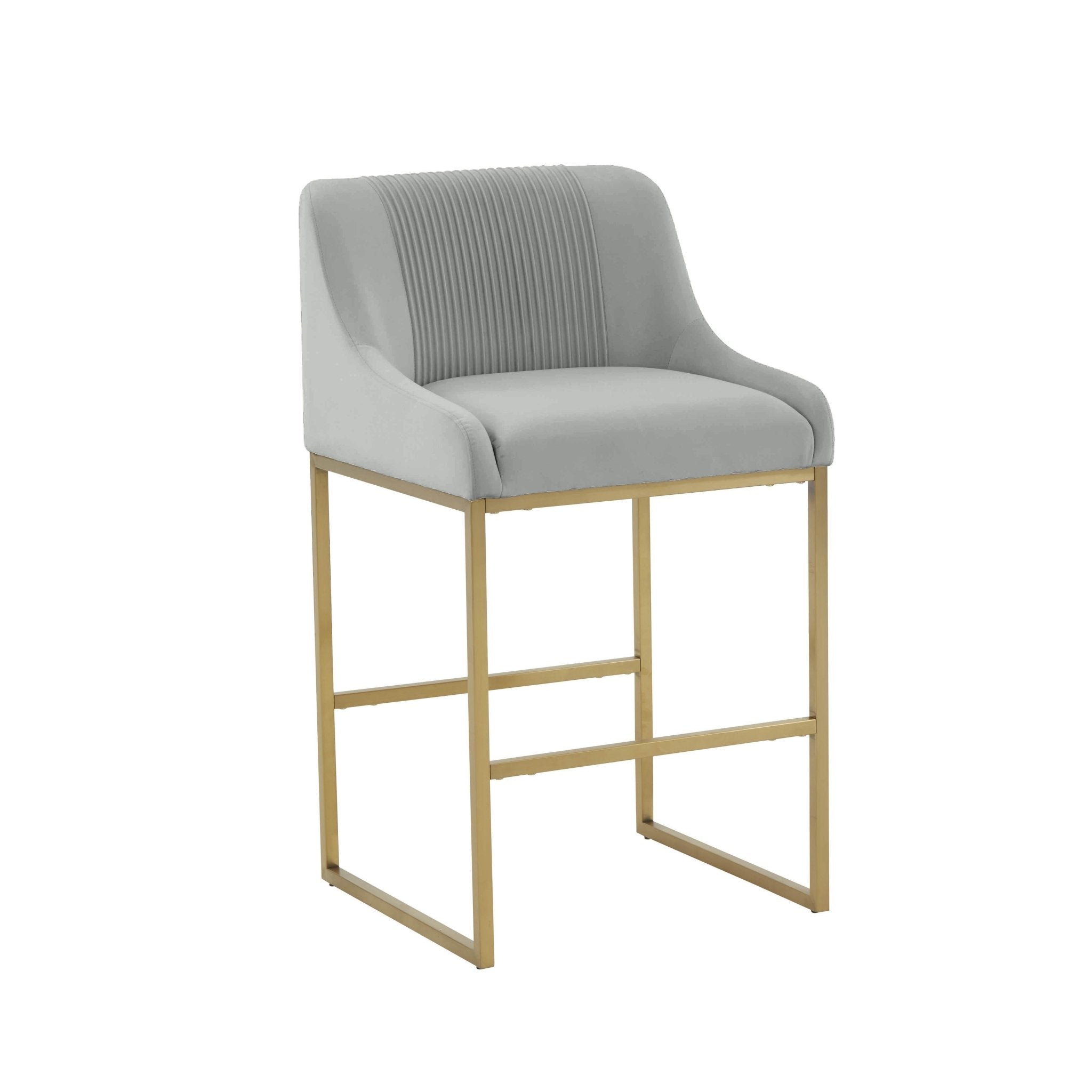 Lisa Grey Pleated Velvet Counter Stool Stools| TOV