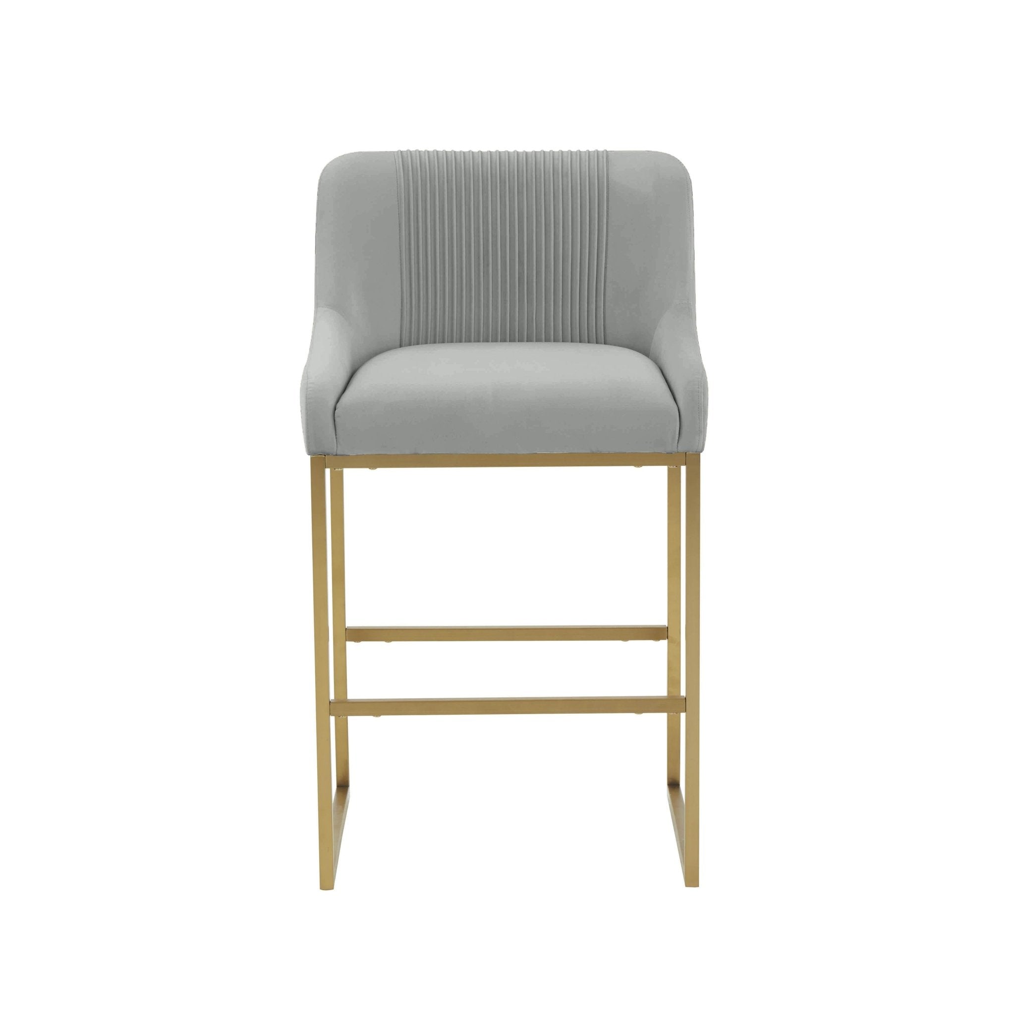 Lisa Grey Pleated Velvet Counter Stool Stools| TOV