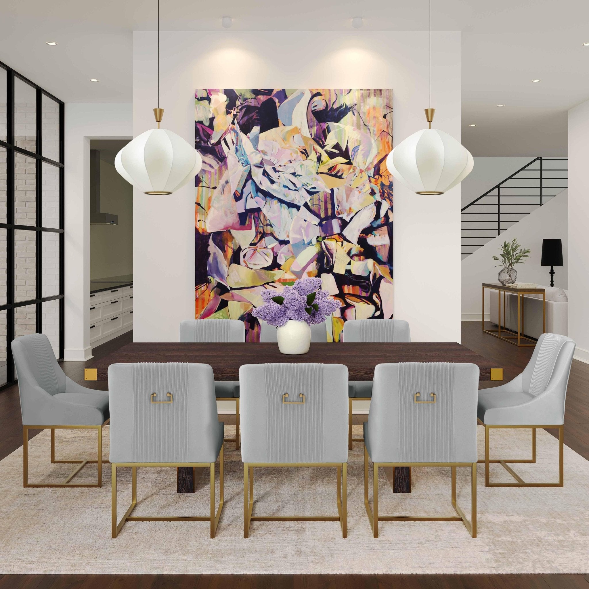 Lisa Grey Pleated Velvet Dining Chair Dining Chairs| TOV