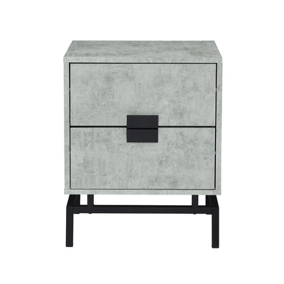 Lola Accent Nightstand with Cement Top in Black - Al Rugaib Furniture