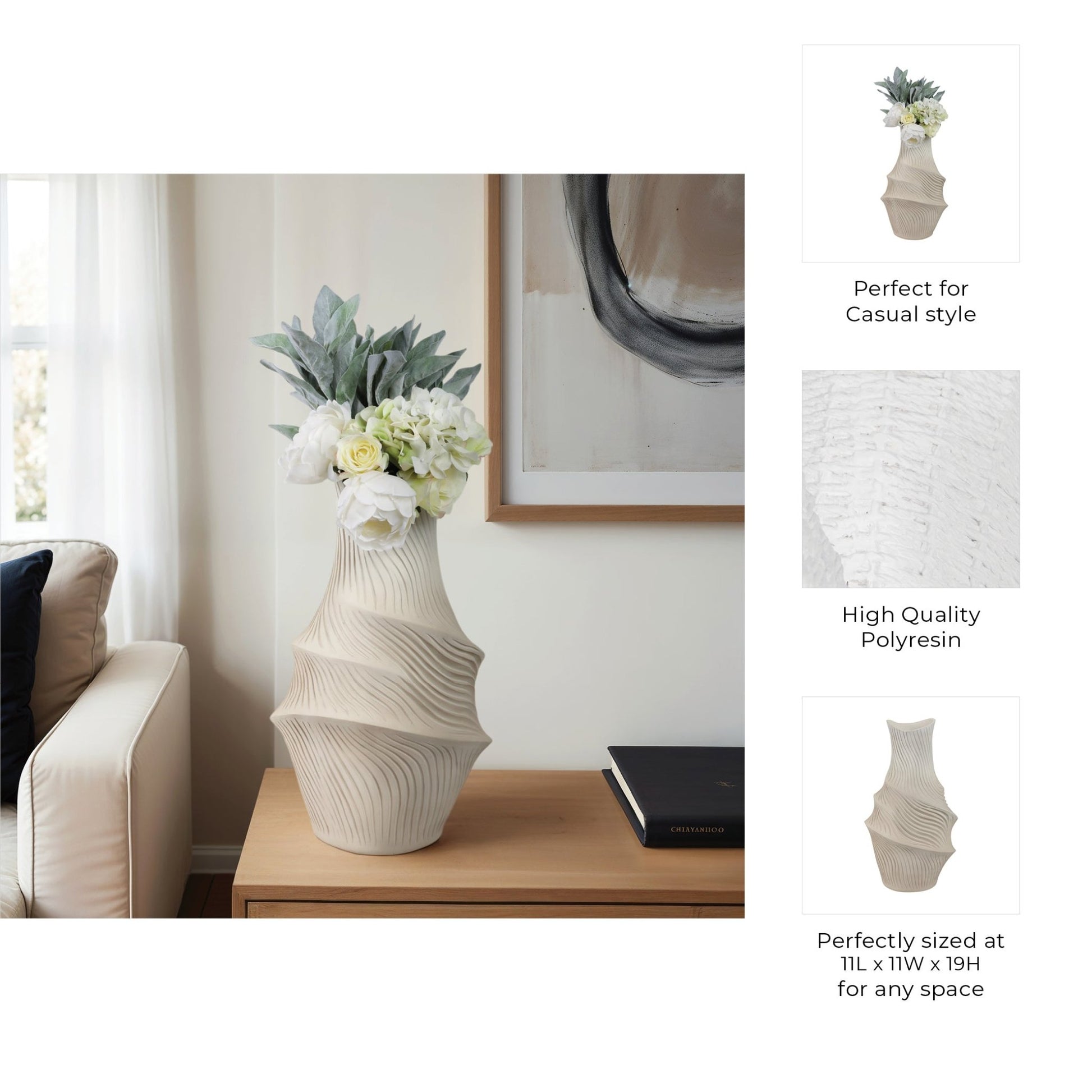 Lommel Carved Vase Vases and Jars| Sagebrook Home