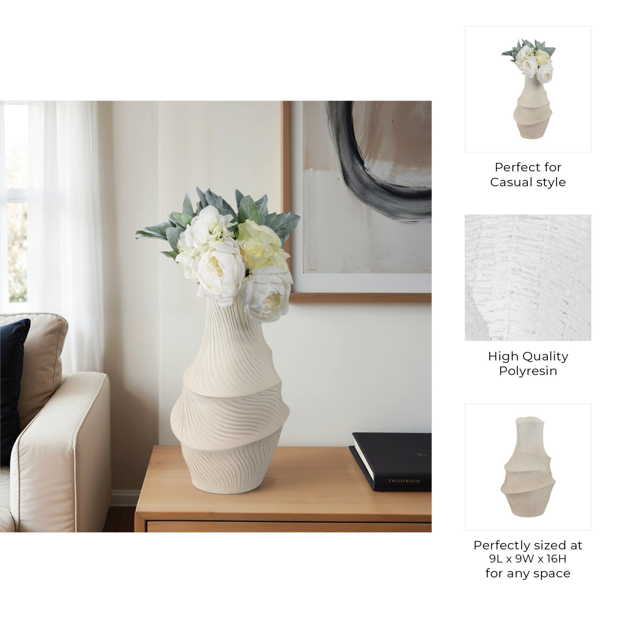 Lommel Carved Vase Vases and Jars| Sagebrook Home