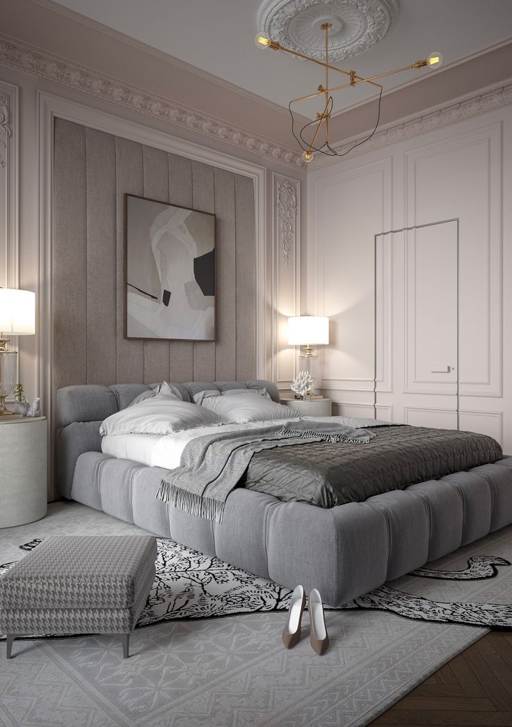 Loren Upholstered Bed - Gray - Chanel Fabric - Size 180x200 cm - Al Rugaib Furniture