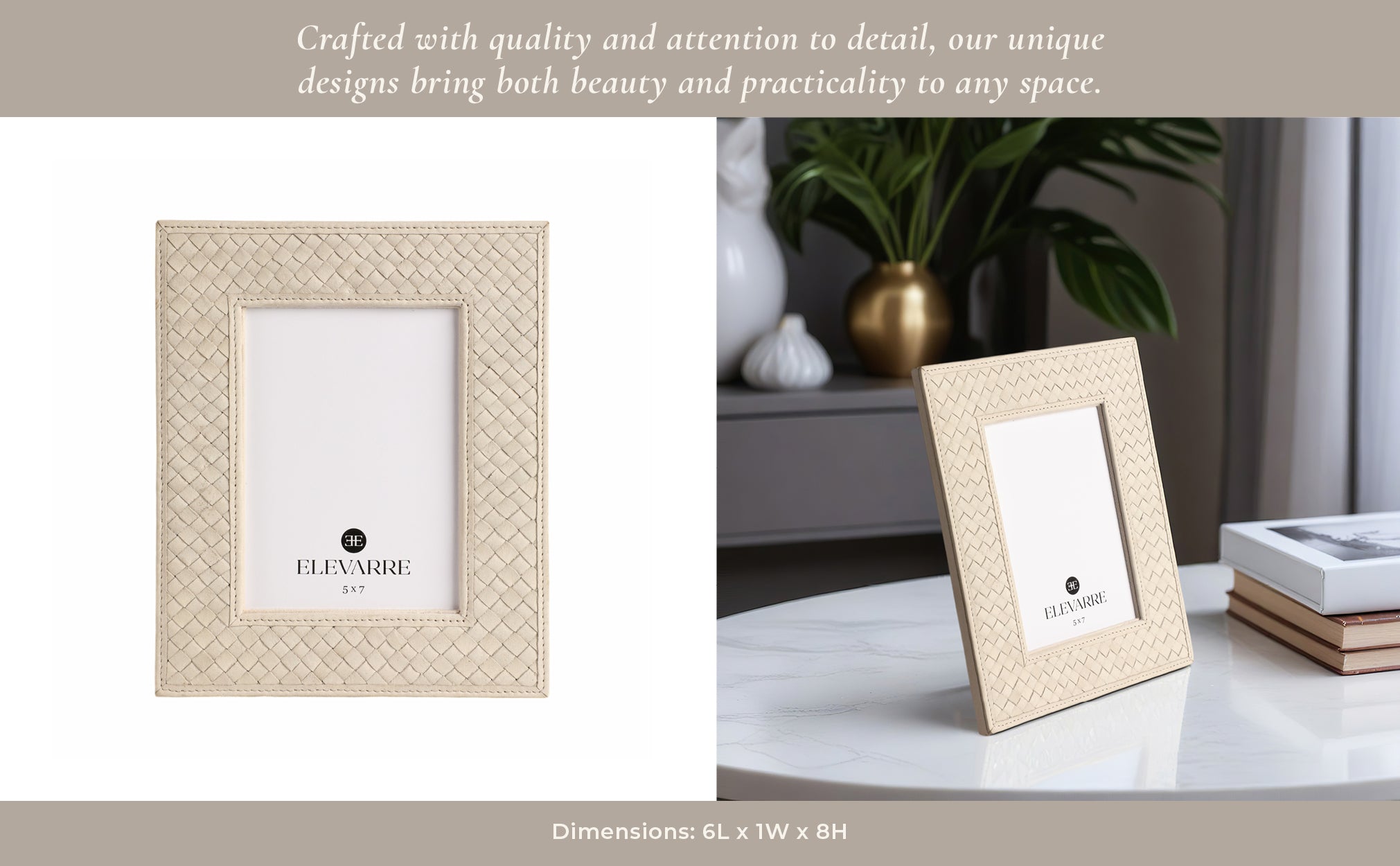 LUANDA LETHER 4X6" PHOTO FRAME, CREAM Table Decors| Sagebrook Home