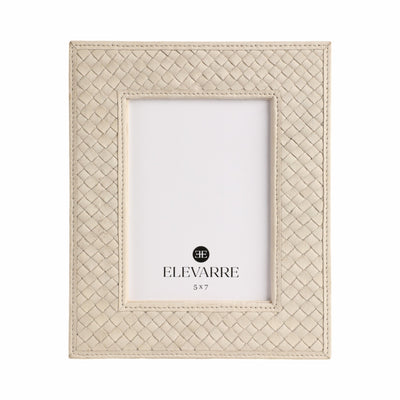 LUANDA LETHER 4X6" PHOTO FRAME, CREAM - Al Rugaib Furniture