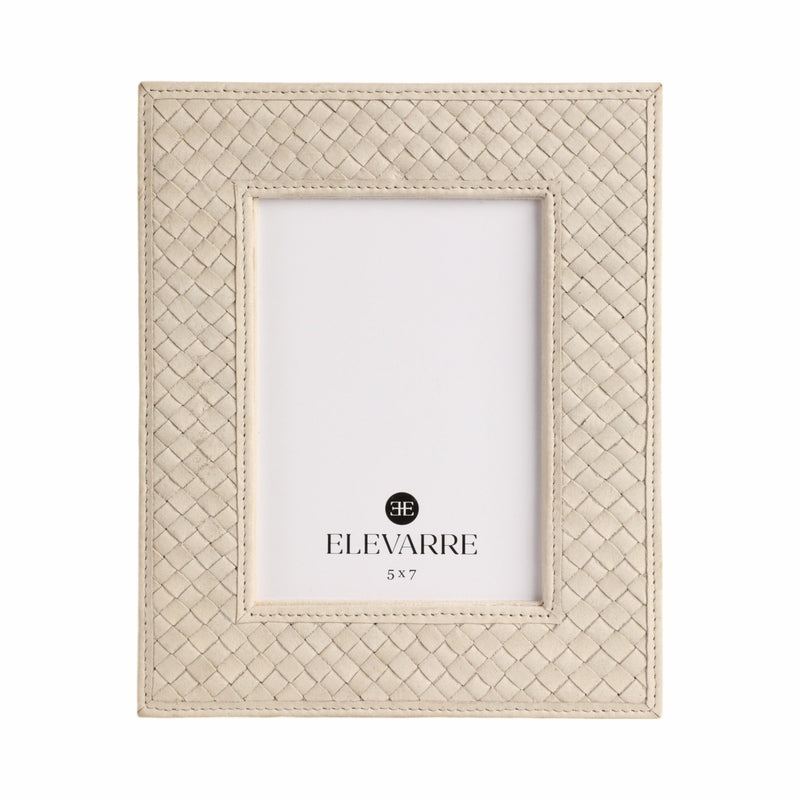 LUANDA LETHER 4X6" PHOTO FRAME, CREAM - Al Rugaib Furniture