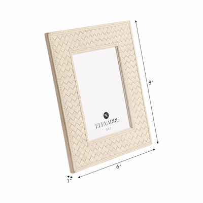 LUANDA LETHER 4X6" PHOTO FRAME, CREAM - Al Rugaib Furniture