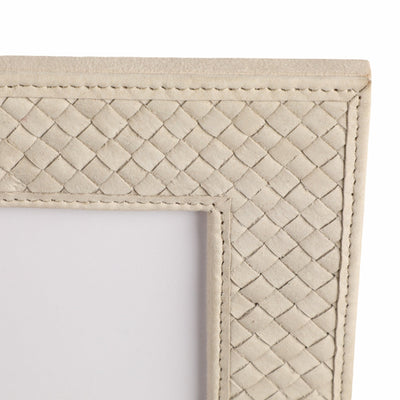 LUANDA LETHER 4X6" PHOTO FRAME, CREAM - Al Rugaib Furniture
