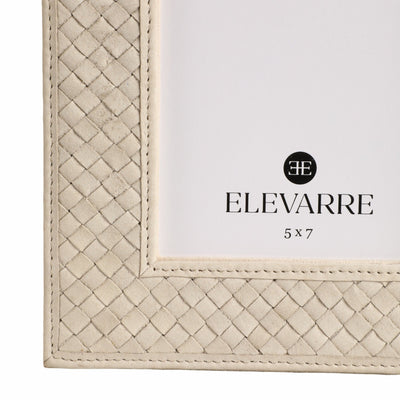 LUANDA LETHER 4X6" PHOTO FRAME, CREAM - Al Rugaib Furniture